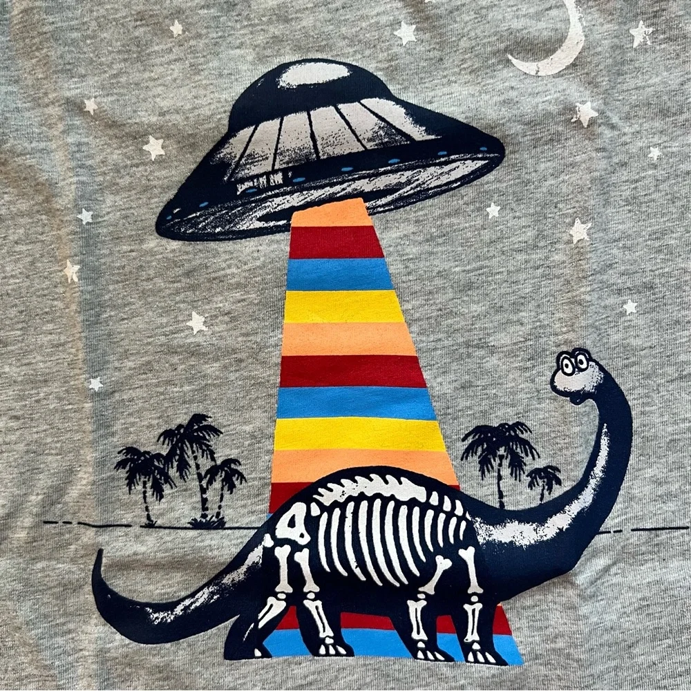 GAP Baby Gray Dinosaur UFO Cotton Tee, 18-24mo - NEW